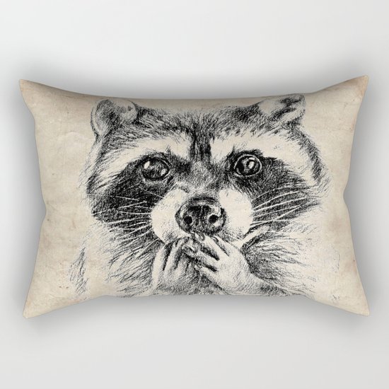 Surprised raccoon Rectangular Pillow