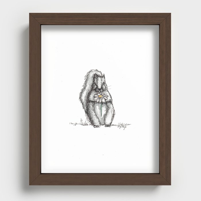 Squirrel with Daisy Recessed Framed Print
