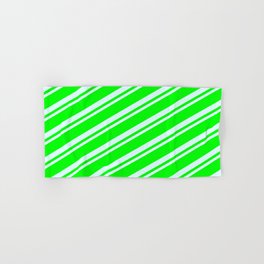 [ Thumbnail: Lime & Light Cyan Colored Pattern of Stripes Hand & Bath Towel ]