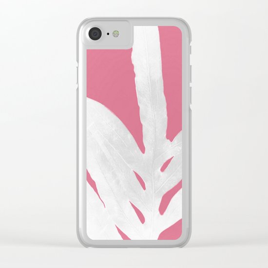 Green Fern on Pale Pink Bashful Inverted Clear iPhone Case