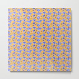 Chinoiserie Floral Golden Yellow Metal Print