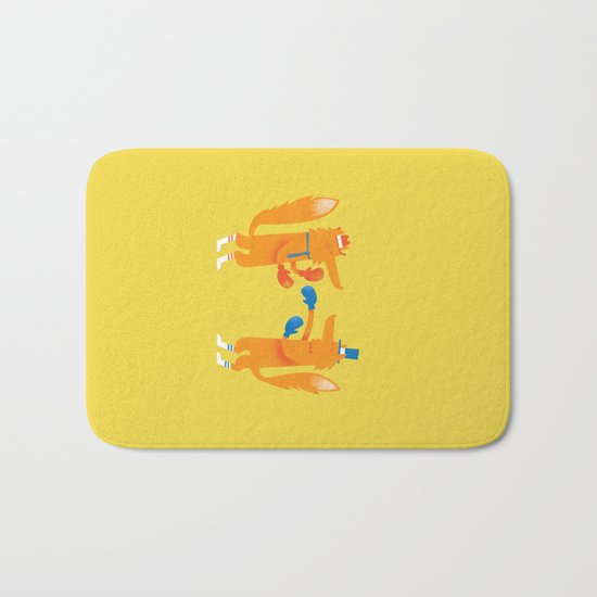 Posh foxes like to box while wearing socks Bath Mat
