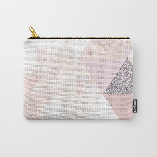 Triangles in glittering Rose quartz - pink glitter triangle pattern Carry-All Pouch
