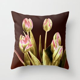 Majestic CORAL TULIPS Throw Pillow