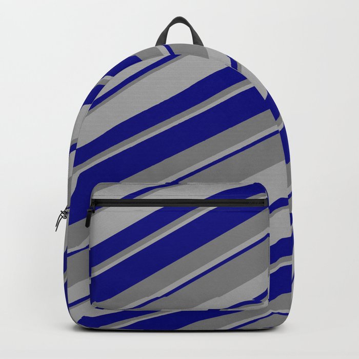 Blue, Gray & Dark Gray Colored Stripes/Lines Pattern Backpack