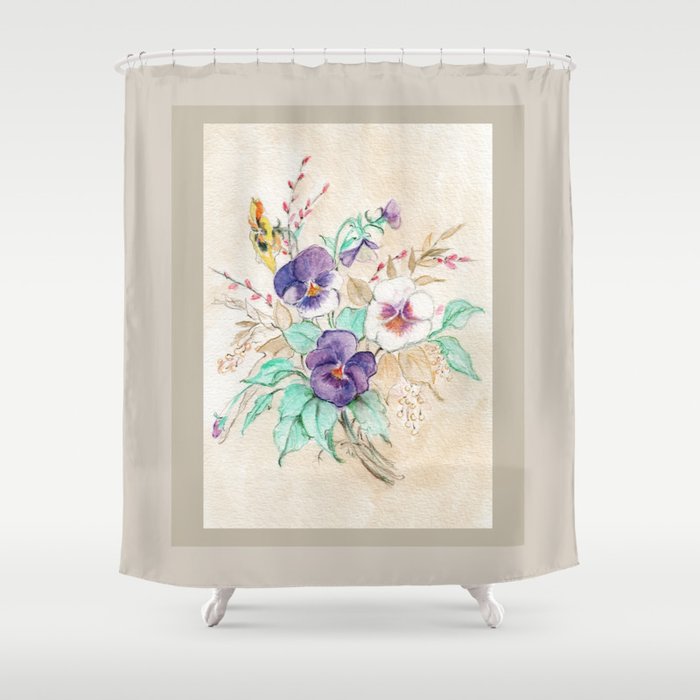 Pansies Bouquet Shower Curtain