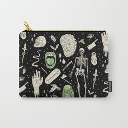 Whole Lotta Horror: BLK ed. Carry-All Pouch | Illustration, Skull, Blood, Curated, Graphicdesign, Skeleton, Halloween, Scary, Pattern, Coffin 