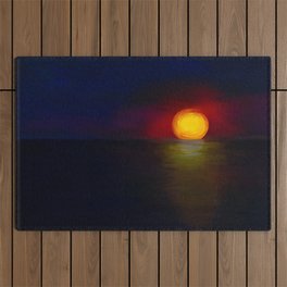 Artistic Ocean Sunset Painting Abstract Outdoor Rug