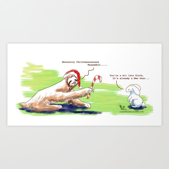 Sloth Christmas Art Print