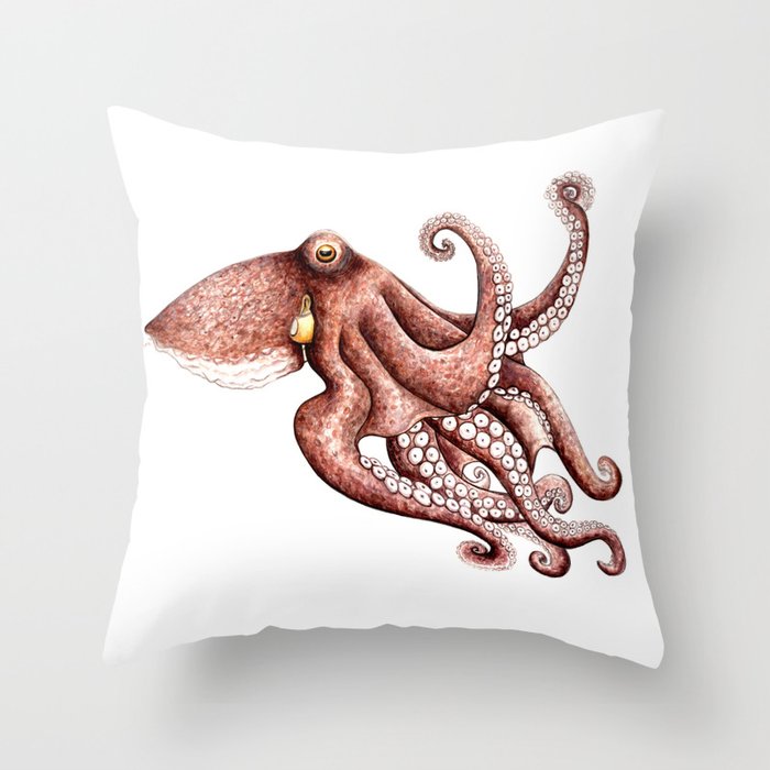 Octopus (Octopus vulgaris) Throw Pillow