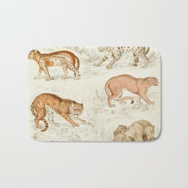 Wild Cats Vintage Jungle Animal Print, 1800s Bath Mat