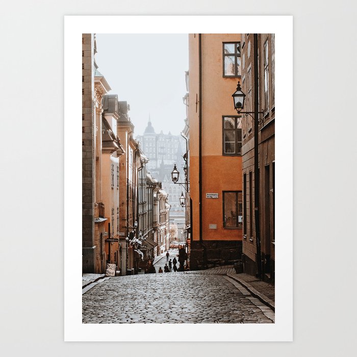 Quaint, cobbled back street in Gamla Stan | Stockholm, Sweden Art Print