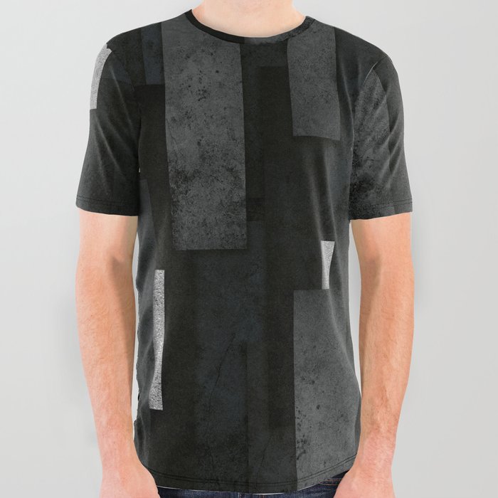 Silver and Black Urban Charcoal Spires All Over Graphic Tee
