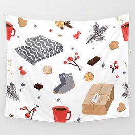 Christmas Items Wallpaper Design  Wall Tapestry