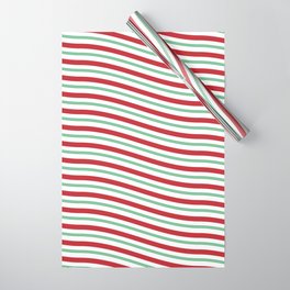 Red White and Green Christmas Candy Cane Pattern Wrapping Paper