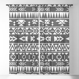 White and black aztec pattern Sheer Curtain