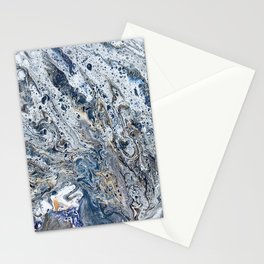 Vivid Cool Marbled Golden Fluid Pour Stationery Cards