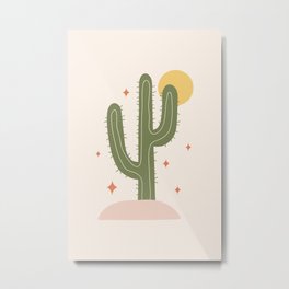 Boho Cactus in Desert Metal Print