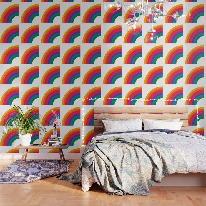 Retro Bright Rainbow - Left Side Wallpaper