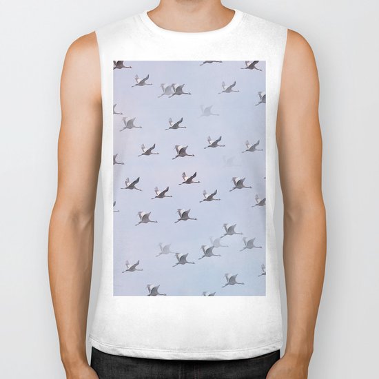 Cranes in Flight II Biker Tank