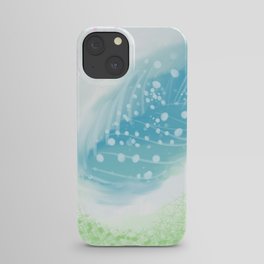 BlueSpeckleFeatherWithGreen iPhone Case