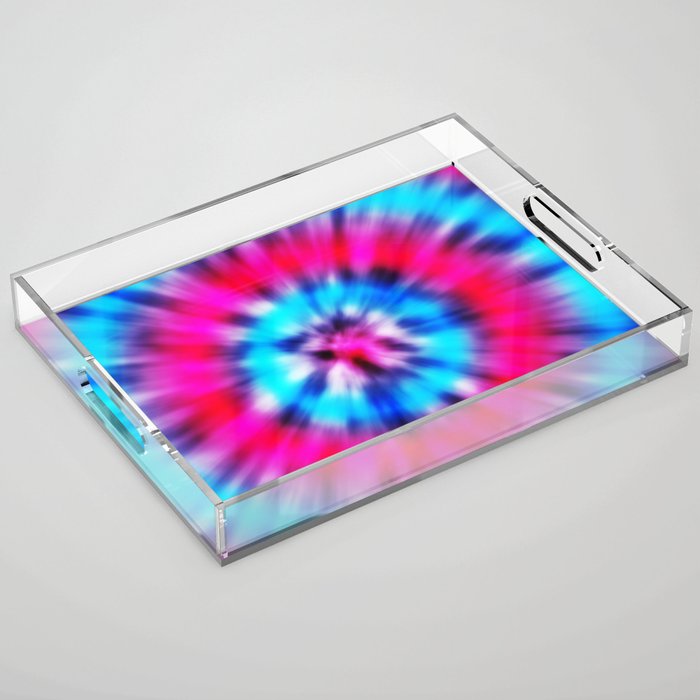 Pink Blue Tie Dye Acrylic Tray