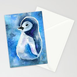 Winter Penguin in the Snow Stationery Cards