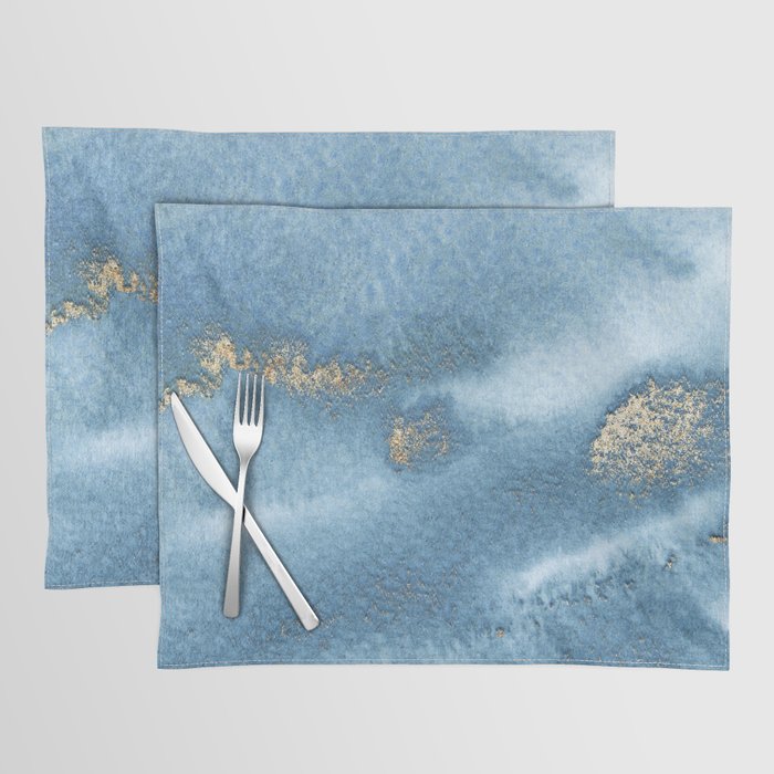 Watercolor Blue and Gold Placemat