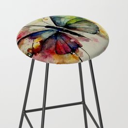 Butterfly, Watercolor on Paper Bar Stool