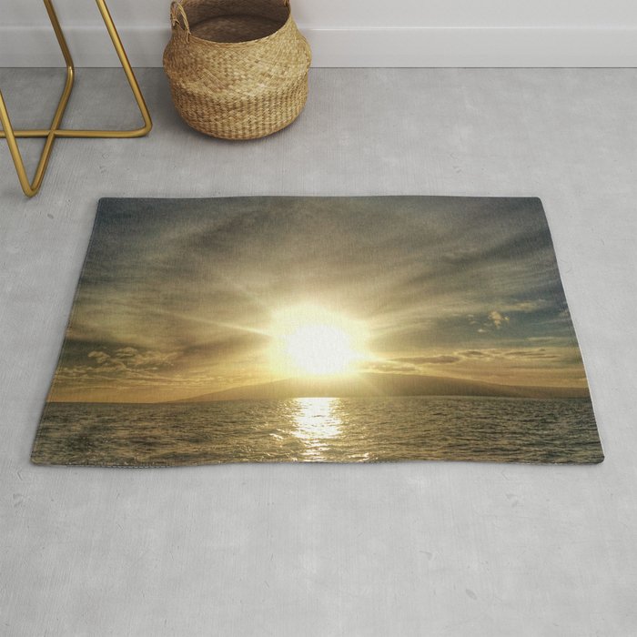 Sunset on Maui by boat Rug