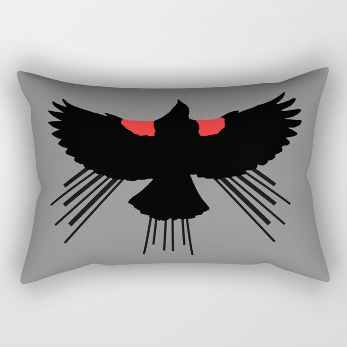 Red Winged Blackbird Grey Background  Rectangular Pillow