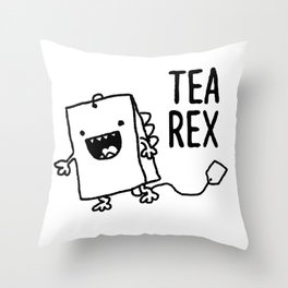 Tea Rex Funny Tea Bag T Rex Pun Throw Pillow