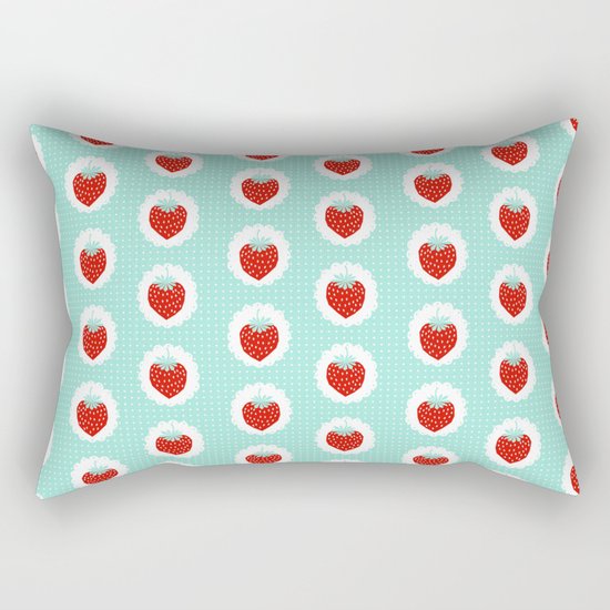 Strawberry fruit tropical mint nature food fresh pattern design geometric berries children farming Rectangular Pillow
