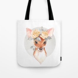 Fawn and yellow roses Tote Bag