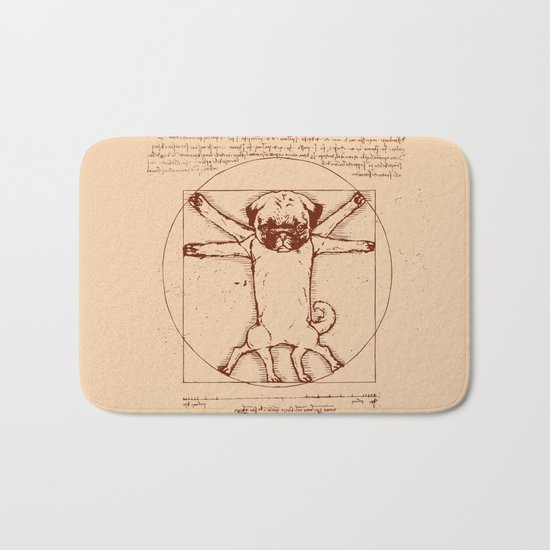 Vitruvian pug Bath Mat