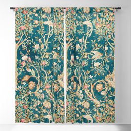 William Morris Vintage Melsetter Teal Blue Green Floral Art Blackout Curtain