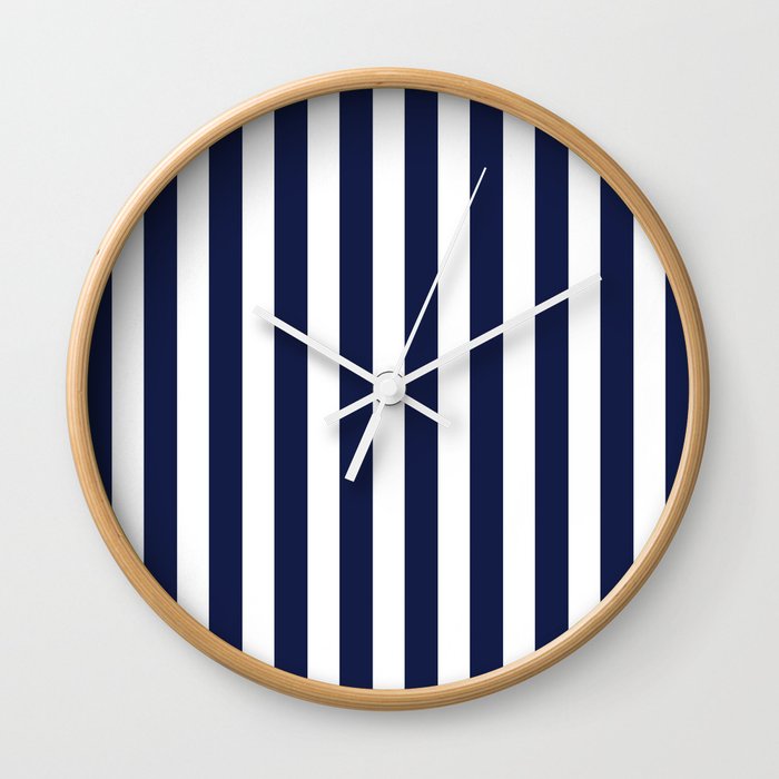 Stripe Vertical Navy Blue Wall Clock by beautifulhomes ... Large round clock originally brought from the range from pet and smoke free home collection from sholing, southampton.