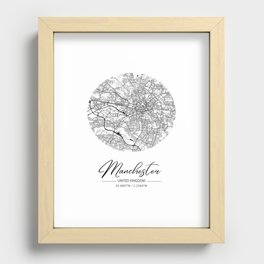 Manchester map coordinates Recessed Framed Print