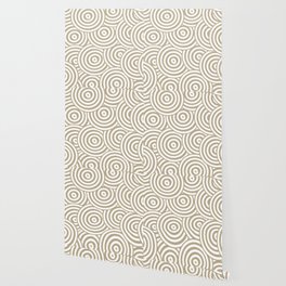 Tan and White Hypnotic Circle Pattern Pairs DE 2022 Trending Color Bamboo Screen DE6193 Wallpaper