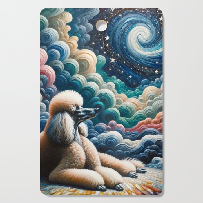 Poodle Contemplation: Cascades of Color Cutting Board