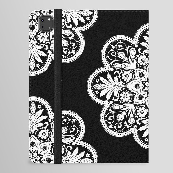 Floral Doily Pattern | Lace Crochet Doilies | Needle Crafts | Black and White | iPad Folio Case