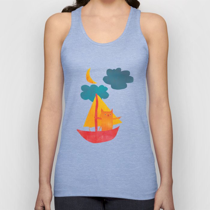 I Set Sea Under the Moonlight - A Cat and Boat and Moon. Tank Top