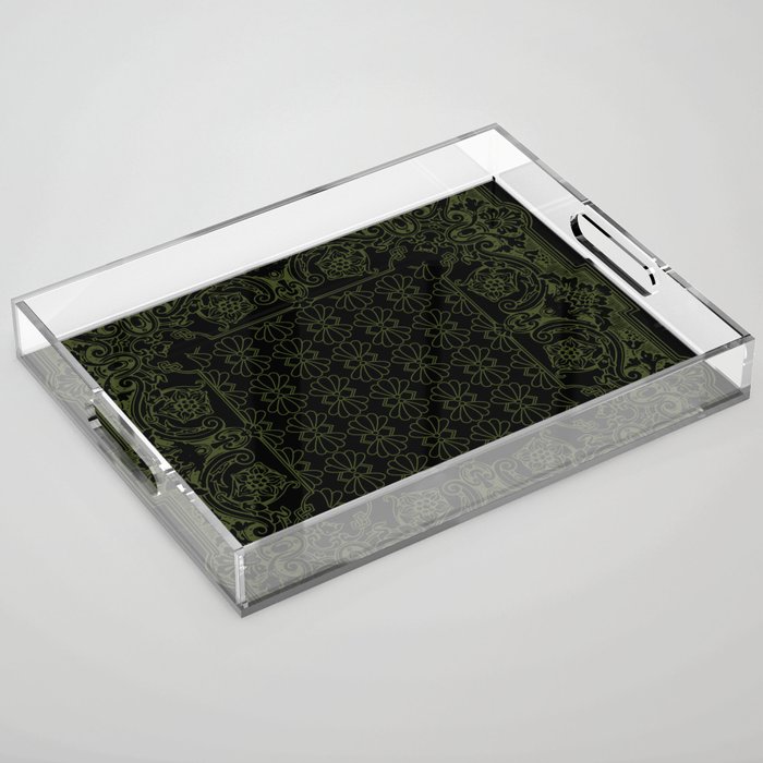 Bandana Inspired Pattern | Green on Black Acrylic Tray