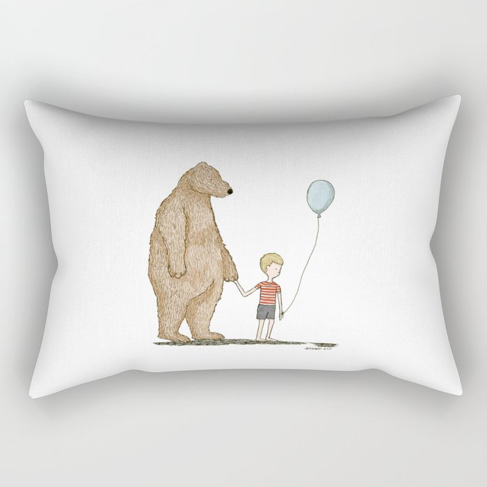 Bear Boy Balloon (color) Rectangular Pillow
