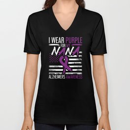 Purple For Nana Alzheimer Alzheimer's Awareness V Neck T Shirt