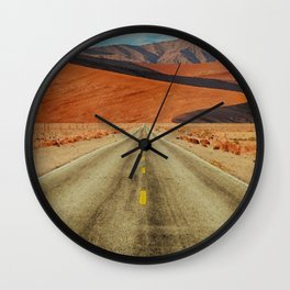 'Lonely Desert Road A Thousand Miles From Nowhere' landscape painting Wall Clock