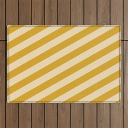 [ Thumbnail: Goldenrod & Tan Colored Lined/Striped Pattern Outdoor Rug ]