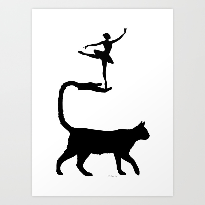 Cat Hand Tail Ballerina Silhouette Art Print By Tfantasy Society6