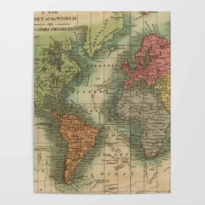Vintage Map of The World (1811) Poster
