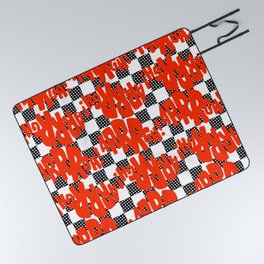 red aargh classic comicbook style typography Picnic Blanket